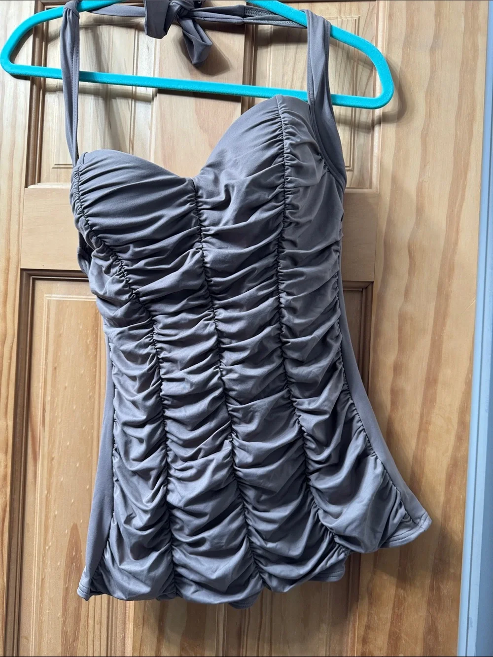 DKNY Taupe Ruched Tankini